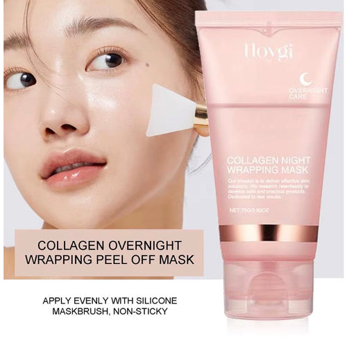 Collagen Overnight Wrapping Peel-Off Face Mask, Korean Collagen Night Wrapping Mask Deeply Hydrates Night Care Mask Cream