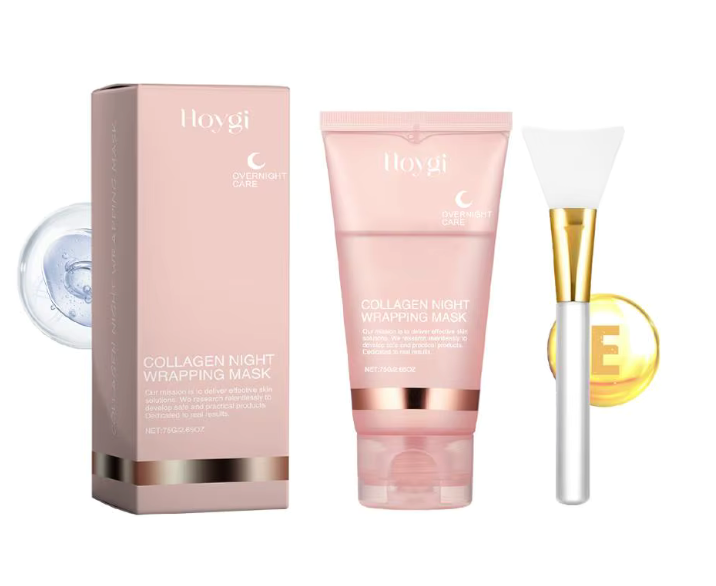 Collagen Overnight Wrapping Peel-Off Face Mask, Korean Collagen Night Wrapping Mask Deeply Hydrates Night Care Mask Cream